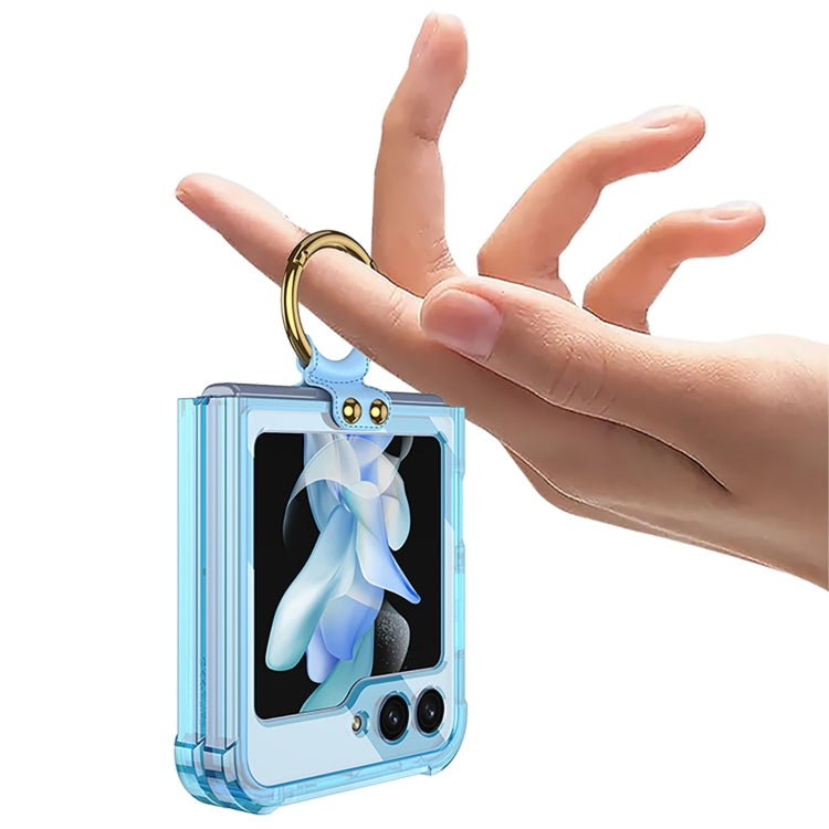 For Samsung Galaxy Z Flip5 GKK MagSafe Airbag Hinge Shockproof Phone Case with Ring Holder(Blue)