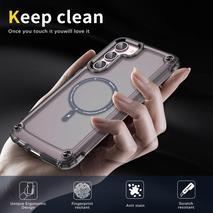 For Samsung Galaxy S23 5G Skin Feel TPU  PC MagSafe Magnetic Phone Case(Transparent Black)