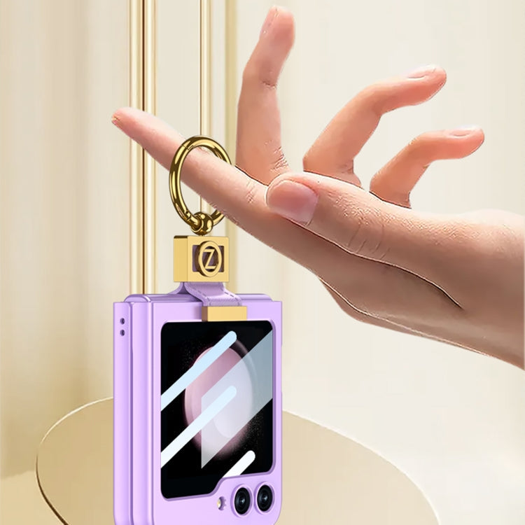 For Samsung Galaxy Z Flip5 GKK Ultra-thin Z Ring Holder PC Phone Case(Purple)