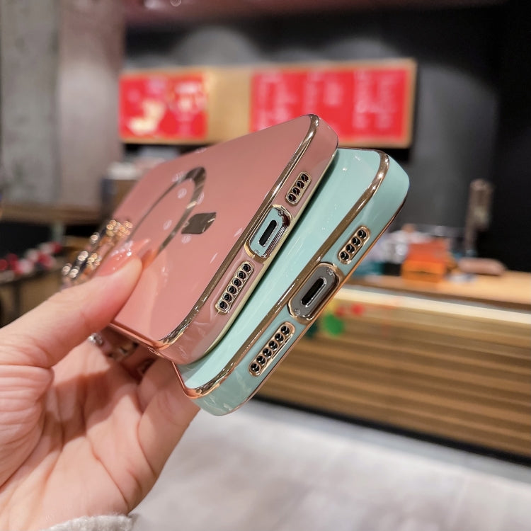 For iPhone 15 Magsafe Plating TPU Phone Case with Lens Film(Rose Red)