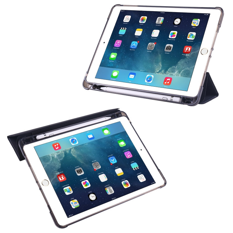 3-fach faltbare horizontale Klapphülle aus Kunstleder + stoßfeste TPU-Hülle mit Halterung & Stiftfach, für iPad Air / Air 2 / 9.7 (2017) & (2018), für iPad Mini 5 / Mini 4