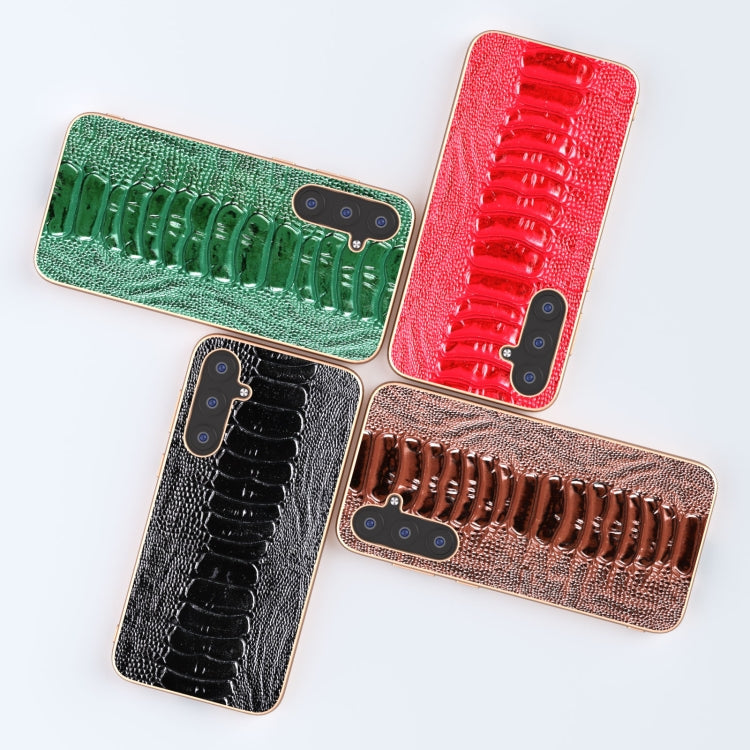 For Samsung Galaxy S23 FE 5G Genuine Leather Weilai Series Nano Electroplating Phone Case(Black)
