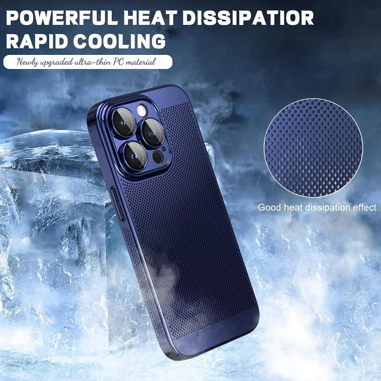 For iPhone 15 Plus Fine Mesh Cooling Phone Case(Blue)