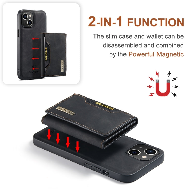 DG.MING M2 Series 3-Fold Card Bag Wallet Leather Phone Case, For iPhone 15