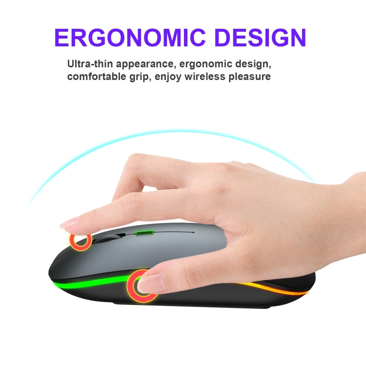 Wireless Rechargeable Mouse – 2.4GHz, Adjustable DPI, RGB LED, USB Ergonomic Mouse.