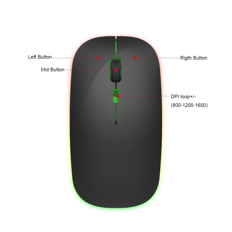 Wireless Rechargeable Mouse – 2.4GHz, Adjustable DPI, RGB LED, USB Ergonomic Mouse.