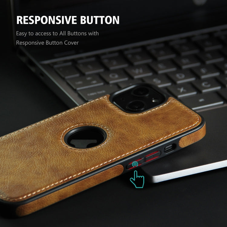 For iPhone 15 Plus Leather Texture Stitching Phone Case(Brown)