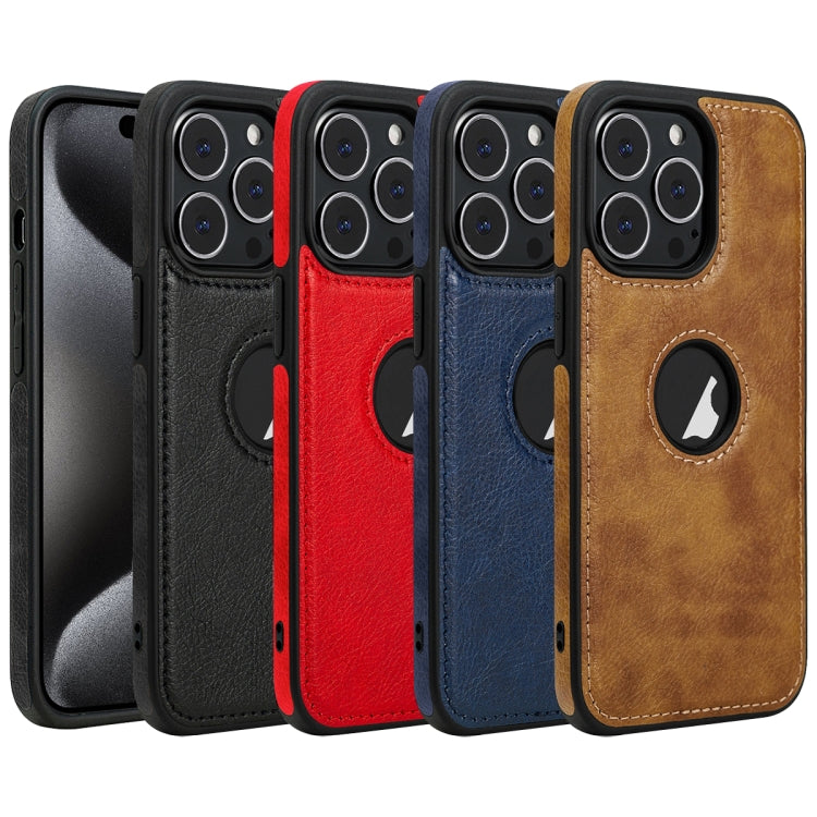 For iPhone 15 Plus Leather Texture Stitching Phone Case(Brown)