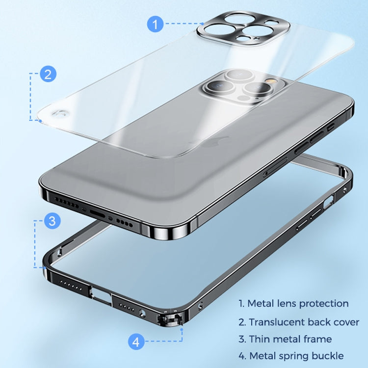 For iPhone 15 Pro Max Metal Frame Frosted PC Shockproof Phone Case(Ocean Blue)