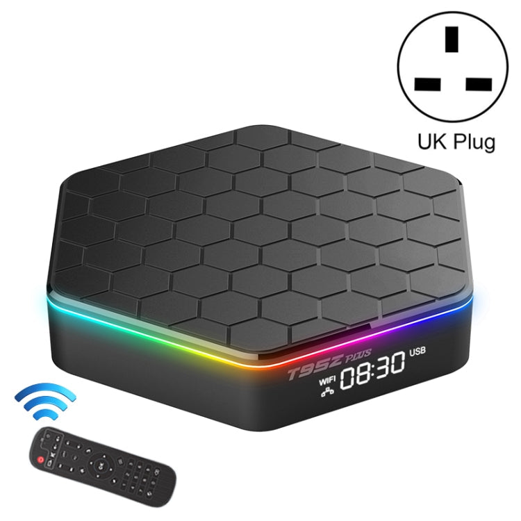 T95Z Plus 8K WiFi6 Android 12.0 Smart TV-Box mit Fernbedienung, 4 GB + 128 GB, Allwinner H618 Quad-Core (UK-Stecker)