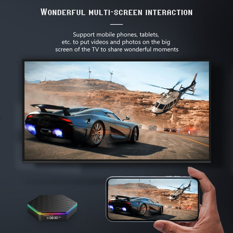 T95Z Plus 8K WiFi6 Android 12.0 Smart TV-Box mit Fernbedienung, 4 GB + 128 GB, Allwinner H618 Quad-Core (UK-Stecker)