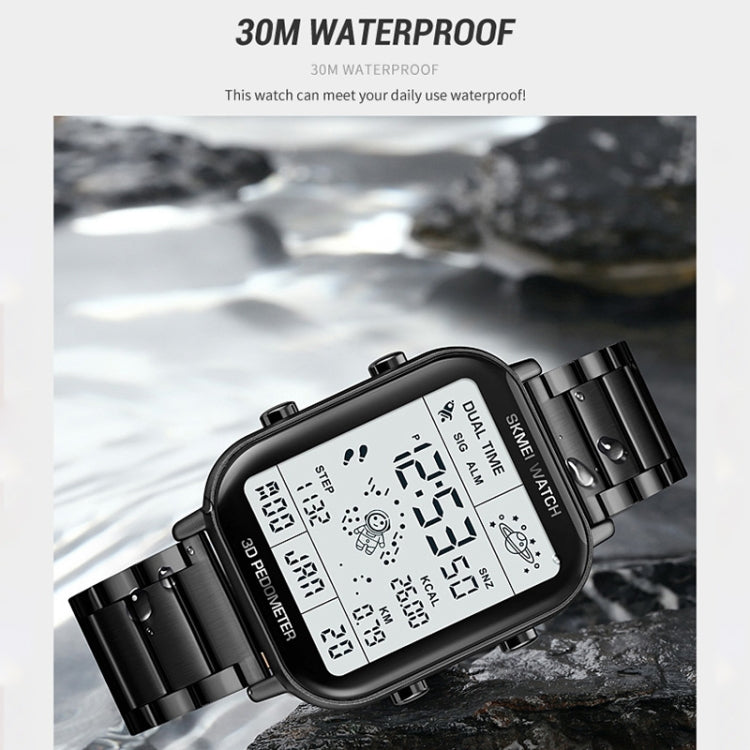SKMEI 1888 Multifunctional Men 30M Waterproof Sports Stainless Steel Digital Wrist Watch