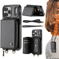 JEEHOOD C22 Serie Leder-Handyhülle mit Reißverschluss-Geldbörse und zwei Tragebändern, für iPhone 17 Pro Max, für iPhone 17 Pro, für iPhone Air, für iPhone 16 Pro Max