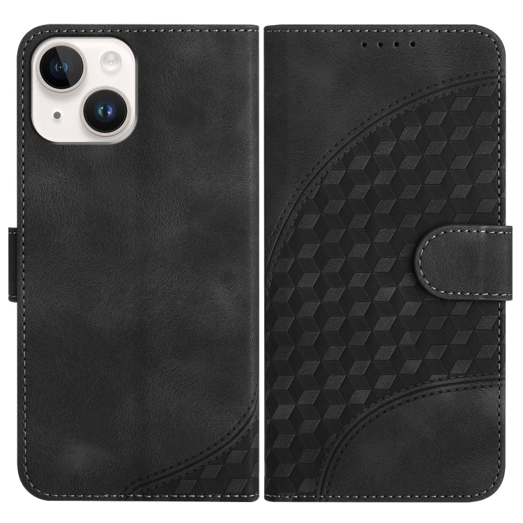 YX0060 Elephant Head Embossed Phone Leather Case with Lanyard, For iPhone 15, For iPhone 14 Plus, For iPhone 14