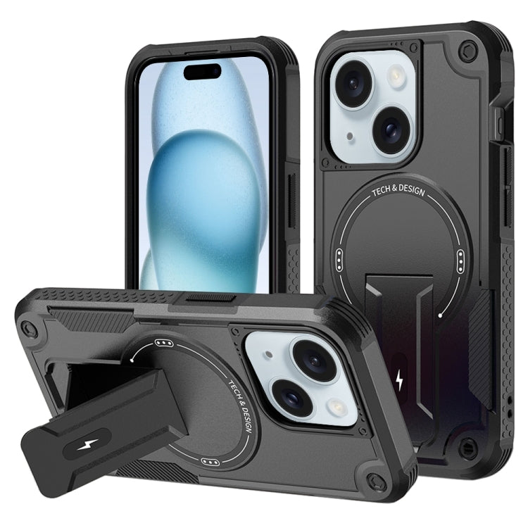 Armor Magsafe Holder PC Hybrid TPU Phone Case, For iPhone 15, For iPhone 14 Plus, For iPhone 14, For iPhone 14 Pro