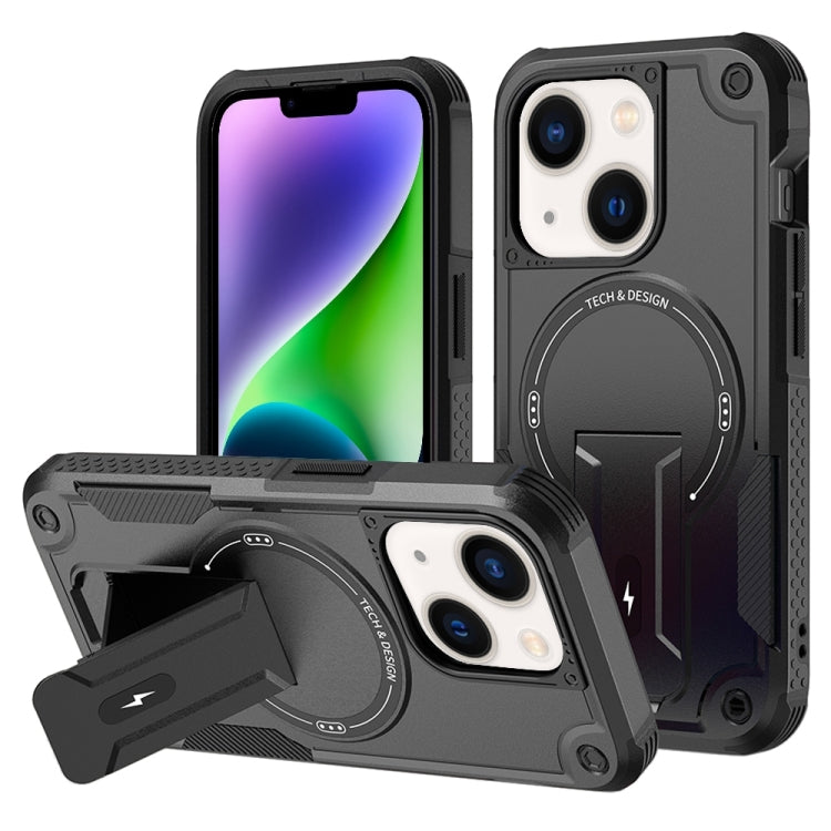 Armor Magsafe Holder PC Hybrid TPU Phone Case, For iPhone 15, For iPhone 14 Plus, For iPhone 14, For iPhone 14 Pro