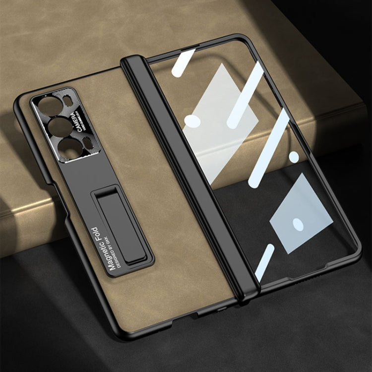 GKK Integrated Frosted Fold Hinge Leather Phone Case with Holder, For Honor Magic V2, For Honor Magic VS