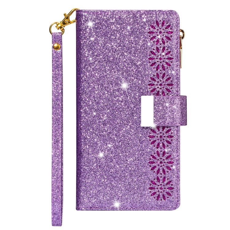 Multi-card Slots Starry Sky Laser Carving Glitter Zipper Horizontal Flip Leather Case with Holder & Wallet & Lanyard, For iPhone XR, For iPhone X / XS, For iPhone 8 Plus / 7 Plus, For iPhone SE 2022 / SE 2020 / 8 / 7