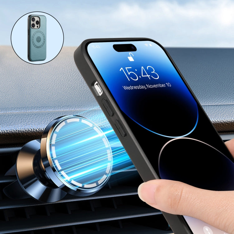 Denior Cowhide Texture Leather MagSafe Phone Case, For iPhone 16 Pro Max, For iPhone 16 Pro, For iPhone 16 Plus, For iPhone 16, For iPhone 15 Pro Max, For iPhone 15 Pro