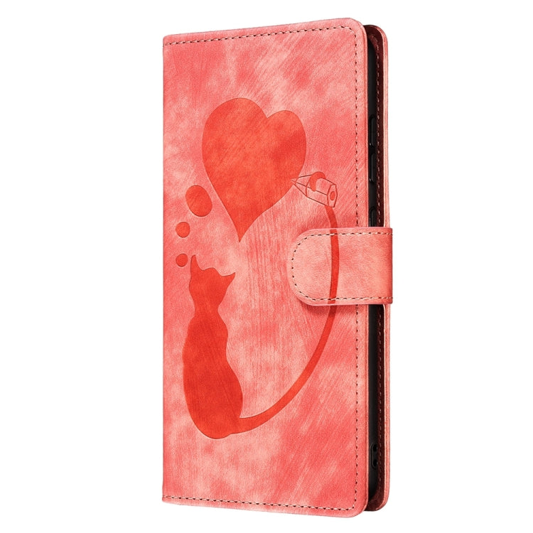 Pen Heart Cat Embossed Leather Phone Case, For iPhone 13 mini, For iPhone 12, For iPhone 12 Pro Max, For iPhone 12 Pro