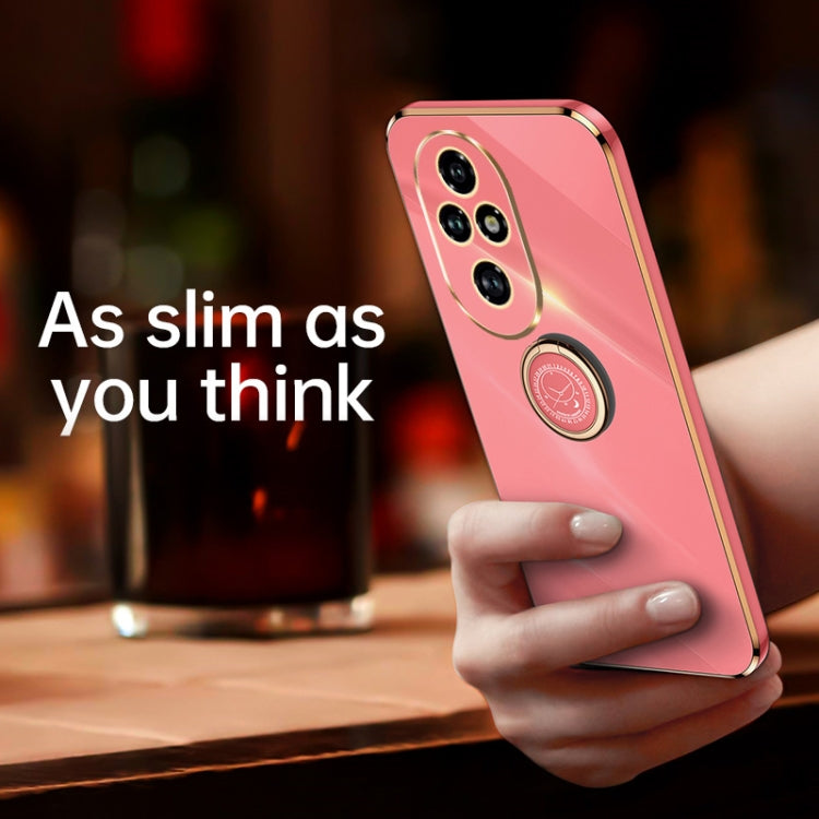 XINLI Straight 6D Plating Gold Edge TPU Shockproof Case with Ring Holder, For Honor 200 Pro, For Honor Play 50, For Honor 200 Lite Global