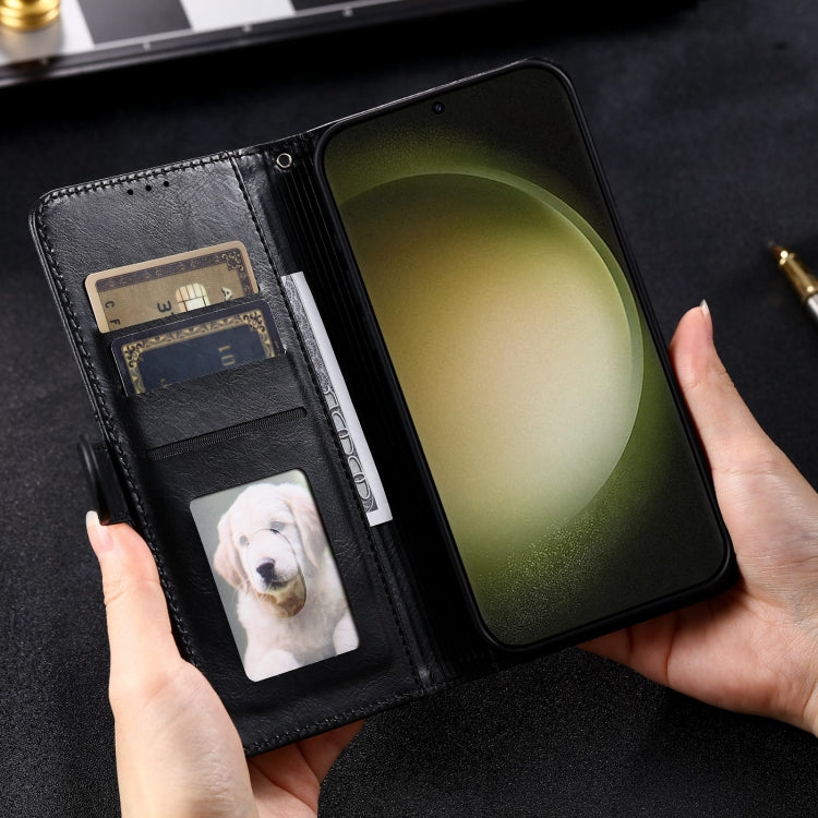 For Samsung Galaxy S23 Ultra 5G Simple 6-Card Wallet Leather Phone Case(Black)