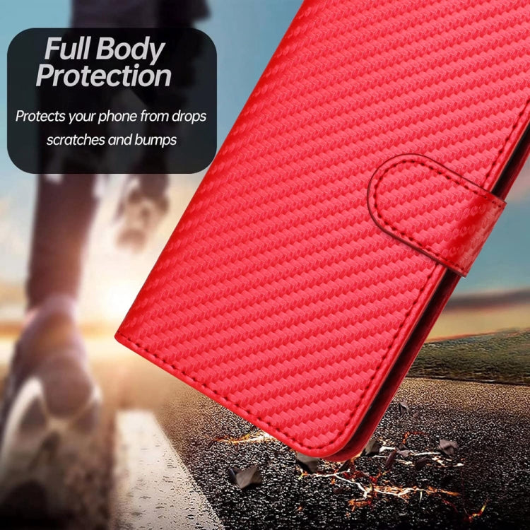 YX0070 Carbon Fiber Buckle Leather Phone Case with Lanyard, For iPhone 13 Pro Max, For iPhone 13 Pro, For iPhone 13