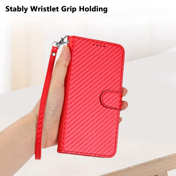 YX0070 Carbon Fiber Buckle Leather Phone Case with Lanyard, For iPhone 12 mini, For iPhone 11 Pro Max, For iPhone 11