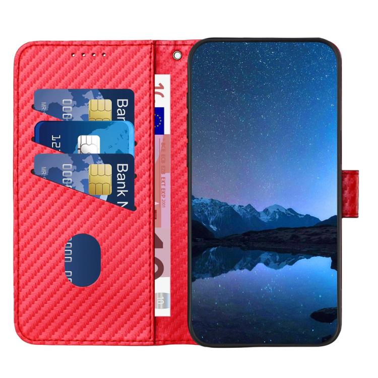 YX0070 Carbon Fiber Buckle Leather Phone Case with Lanyard, For iPhone 17, For iPhone Air, For iPhone 16 Pro Max
