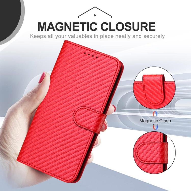YX0070 Carbon Fiber Buckle Leather Phone Case with Lanyard, For iPhone 17, For iPhone Air, For iPhone 16 Pro Max