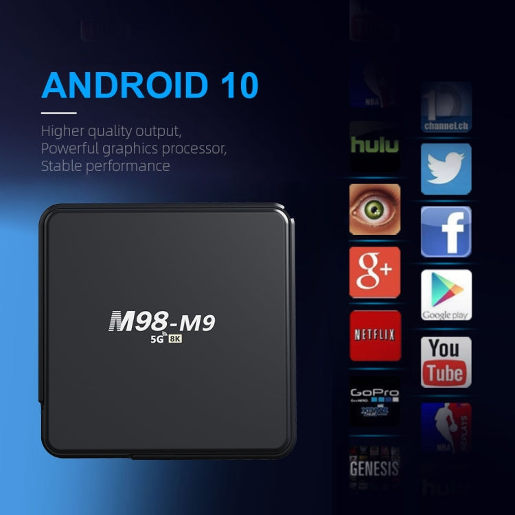 M98-M9 Quad-Core ARM Cortex-A53 WLAN Bluetooth 4K HD Android TV-Box, 2GB+8GB