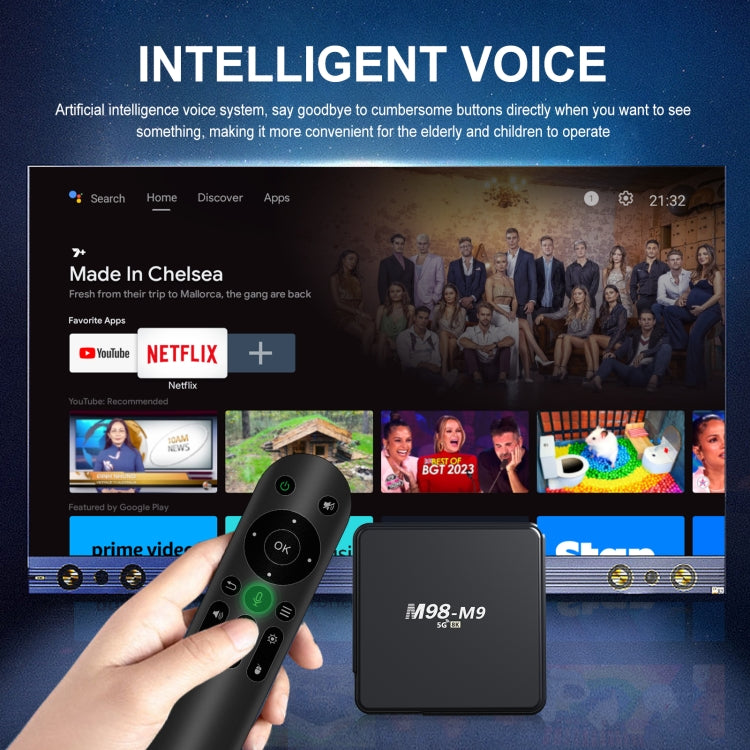 M98-M9 Quad-Core ARM Cortex-A53 WLAN Bluetooth 4K HD Android TV-Box, 2GB+8GB