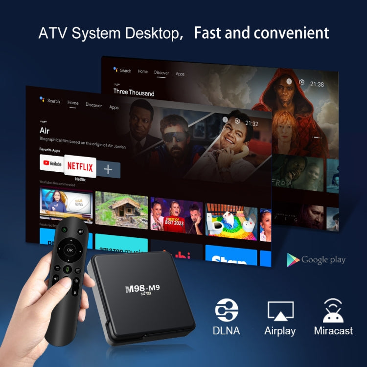 M98-M9 Quad-Core ARM Cortex-A53 WLAN Bluetooth 4K HD Android TV-Box, 2GB+8GB