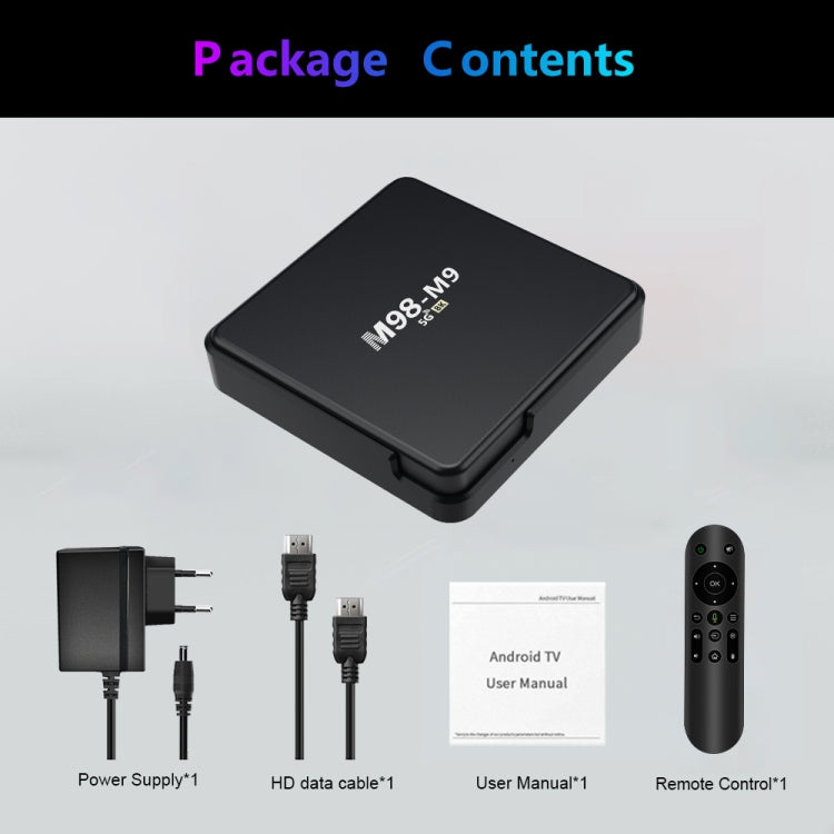 M98-M9 Quad-Core ARM Cortex-A53 WLAN Bluetooth 4K HD Android TV-Box, 2GB+8GB