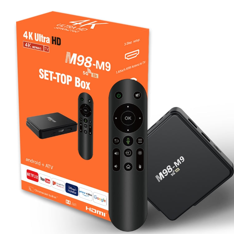 M98-M9 Quad-Core ARM Cortex-A53 WLAN Bluetooth 4K HD Android TV-Box, 2GB+8GB