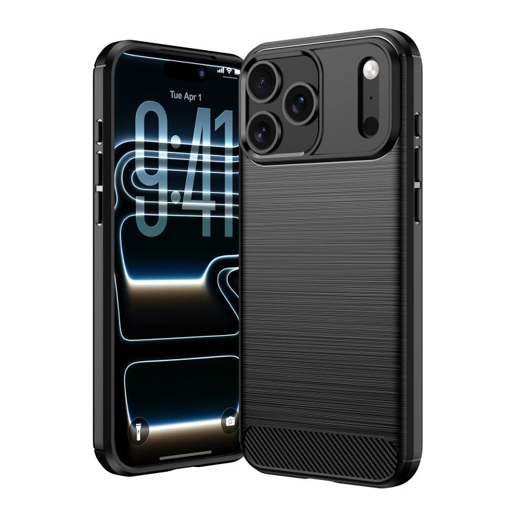 Brushed Texture Carbon Fiber TPU Phone Case, For iPhone 18 Pro / 17 Pro, For iPhone 18 Pro Max / 17 Pro Max, For iPhone 17e / 16e, For iPhone 17, For iPhone Air, For iPhone 16 Pro Max, For iPhone 16 Pro, For iPhone 16 Plus