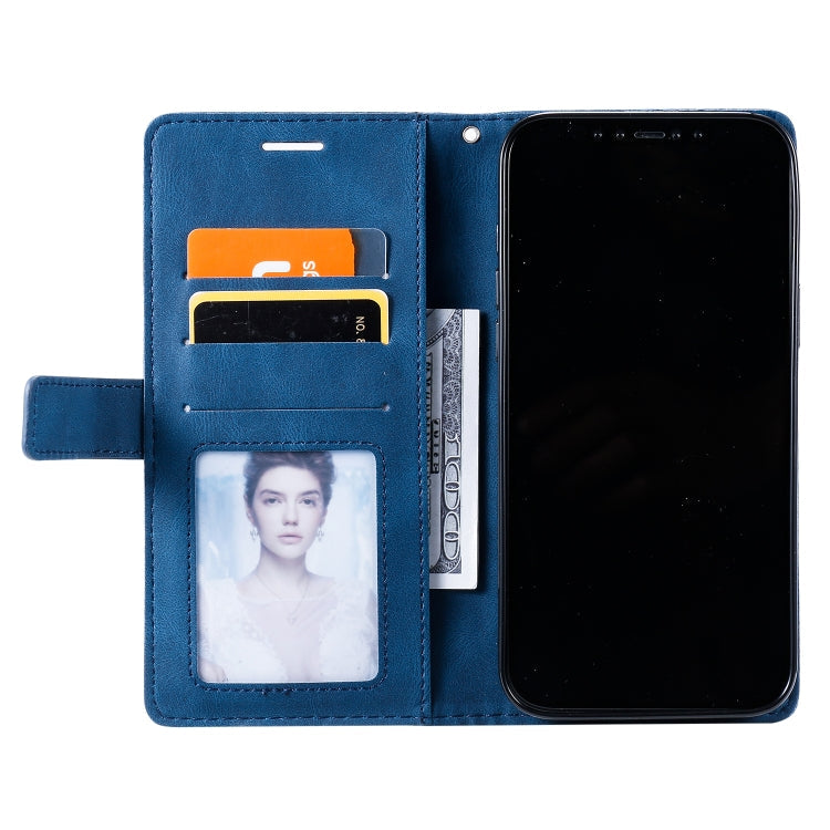 Lederhülle mit Hautgefühl, Spleiß-Design, horizontal klappbar, mit Halterung, Kartenfächern, Geldbörse und Bilderrahmen, für iPhone 12 Pro Max, für iPhone 12 / 12 Pro, für iPhone 12 mini, für iPhone XR