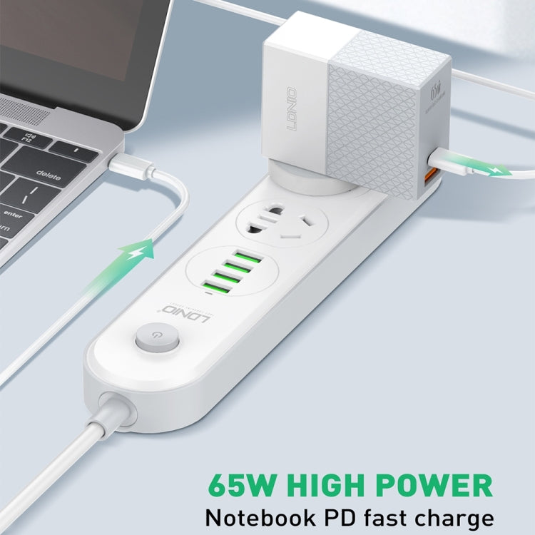 LDNIO A2620C PD3.0 65W USB Power Adapter Travel Charger with Type-C to Type-C Cable, EU Plug, US Plug, UK Plug