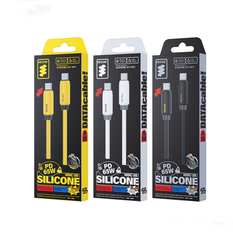 WK WDC-28 Elastic Genuine Silicone 1m PD65W Type-C to Type-C Fast Charging Data Cable, WDC-28
