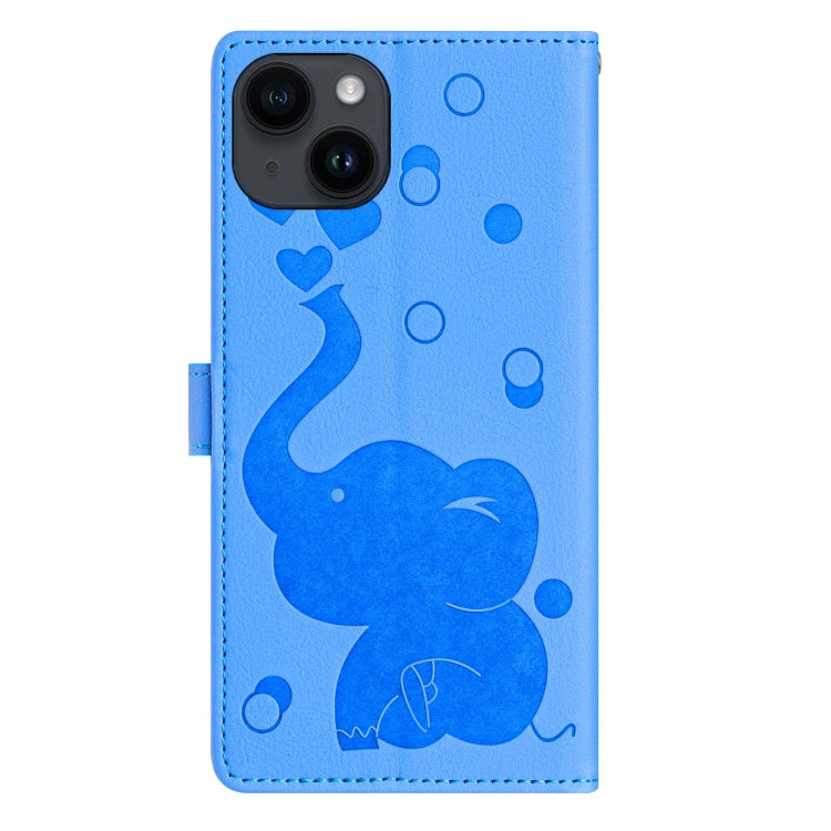 Cartoon Elephant Embossed Leather Phone Case, For iPhone 14 Plus, For iPhone 14, For iPhone 14 Pro, For iPhone 14 Pro Max