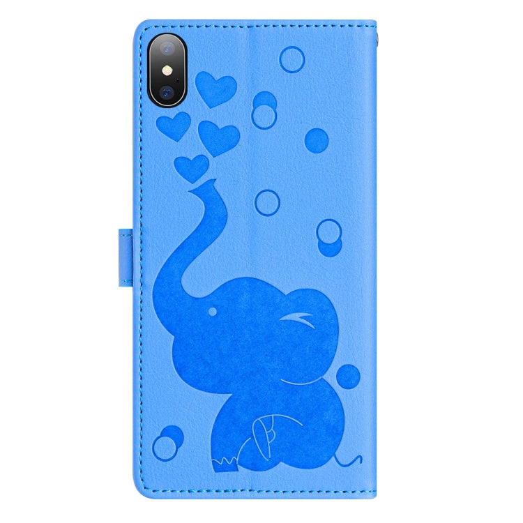 Cartoon Elephant Embossed Leather Phone Case, For iPhone XS Max, For iPhone 8 Plus / 7 Plus