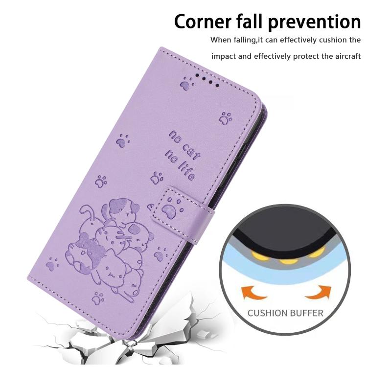 Embossed Kitten Phone Leather Case with Lanyard, For Motorola Edge 60 Pro, For Motorola Edge 60 Fusion, For Motorola Moto G Stylus 5G 2025, For Motorola Moto G05