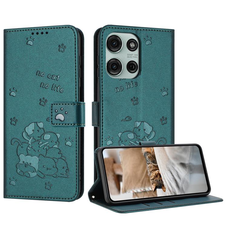 Embossed Kitten Phone Leather Case with Lanyard, For Motorola Edge 70 5G, For Motorola Moto G06 4G, For Motorola Moto G86 5G, For Motorola Moto G56 5G