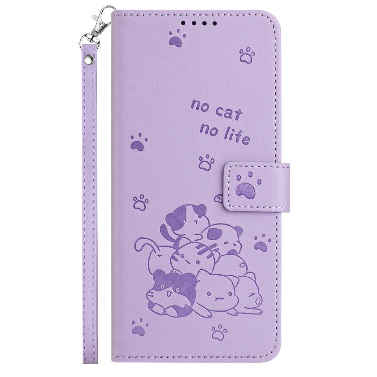 Embossed Kitten Phone Leather Case with Lanyard, For Motorola Edge 70 5G, For Motorola Moto G06 4G, For Motorola Moto G86 5G, For Motorola Moto G56 5G
