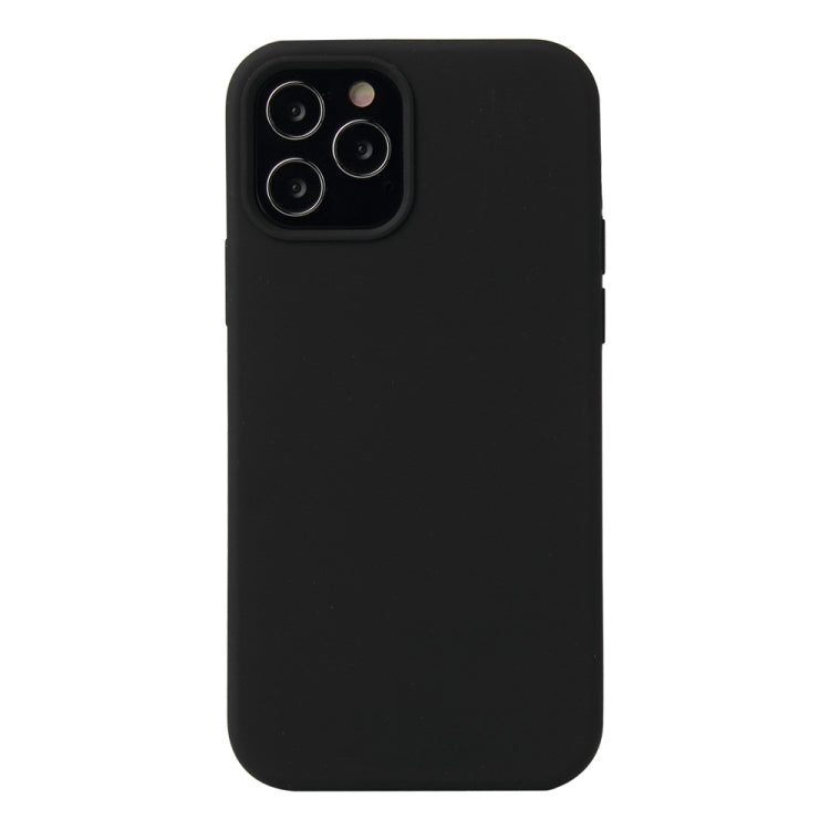 Stoßfeste Schutzhülle aus flüssigem Silikon in Unifarben für iPhone 12 / 12 Pro (Schwarz)