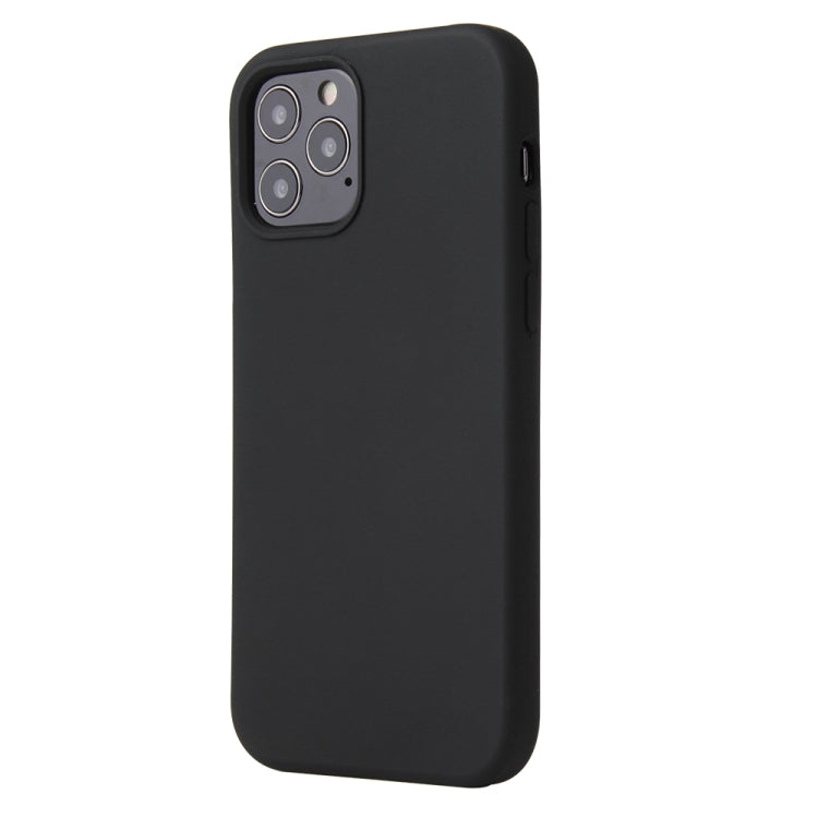 Stoßfeste Schutzhülle aus flüssigem Silikon in Unifarben für iPhone 12 / 12 Pro (Schwarz)