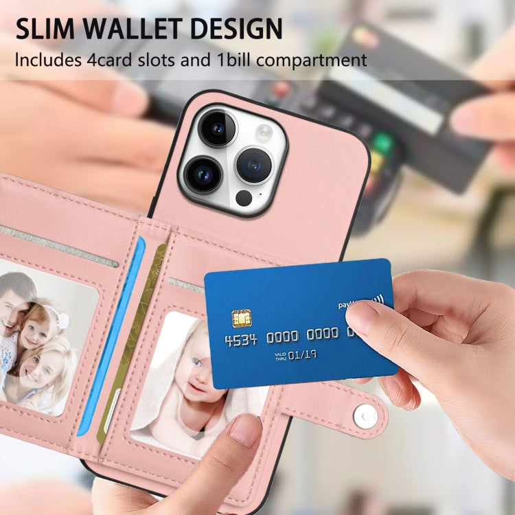 Button Card Bag RFID Anti-theft Phone Case, For iPhone 16 Pro Max, For iPhone 16 Pro, For iPhone 16 Plus, For iPhone 16