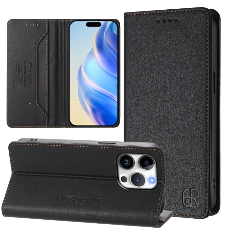 RC01 Dual-Folded Magnetic Suction RFID Leather Phone Case, For iPhone 17, For iPhone Air, For iPhone 16 Pro Max
