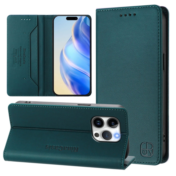 RC01 Dual-Folded Magnetic Suction RFID Leather Phone Case, For iPhone 15 Pro Max, For iPhone 15 Pro, For iPhone 15 Plus