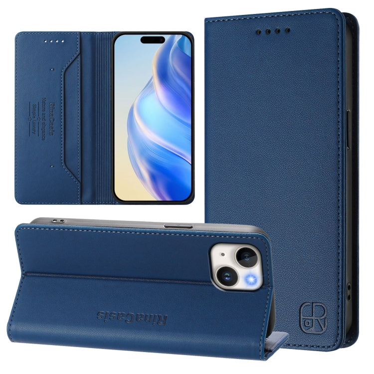 RC01 Dual-Folded Magnetic Suction RFID Leather Phone Case, For iPhone 15 Pro Max, For iPhone 15 Pro, For iPhone 15 Plus